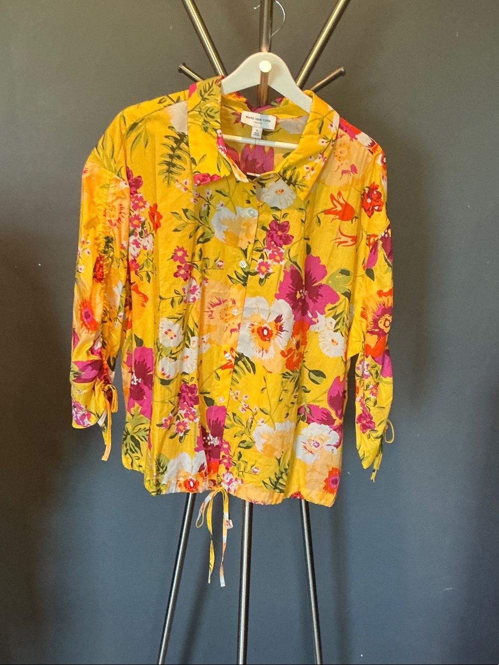 Marc New York Yellow Floral Button-Up Blouse